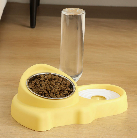 Cat Ceramic Double Automatic Water Fountain And Feeding Bowl