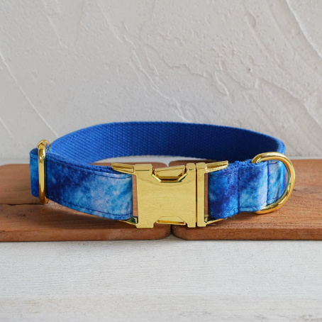 Blue Agate Dog Collar and Leash Set
