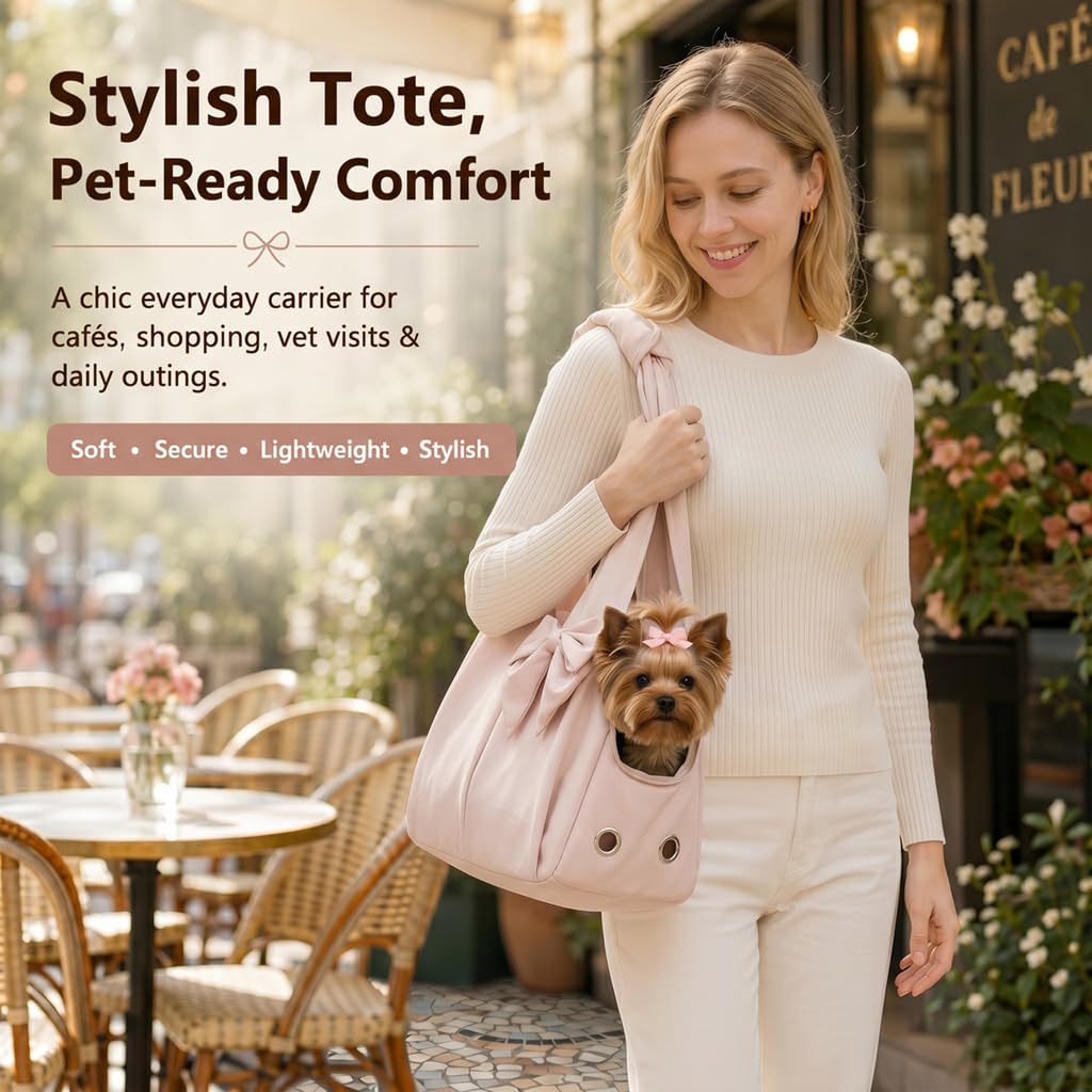 Fashion Dog Purse Carrier For Small Dogs And Cats, Soft-Sided Puppy Tote Bag Under 15 Lbs, Lightweight Pet Carrier With 4 Pockets, Smart Zipper Lock, Pet Travel Bag For Travel Outdoor image 4