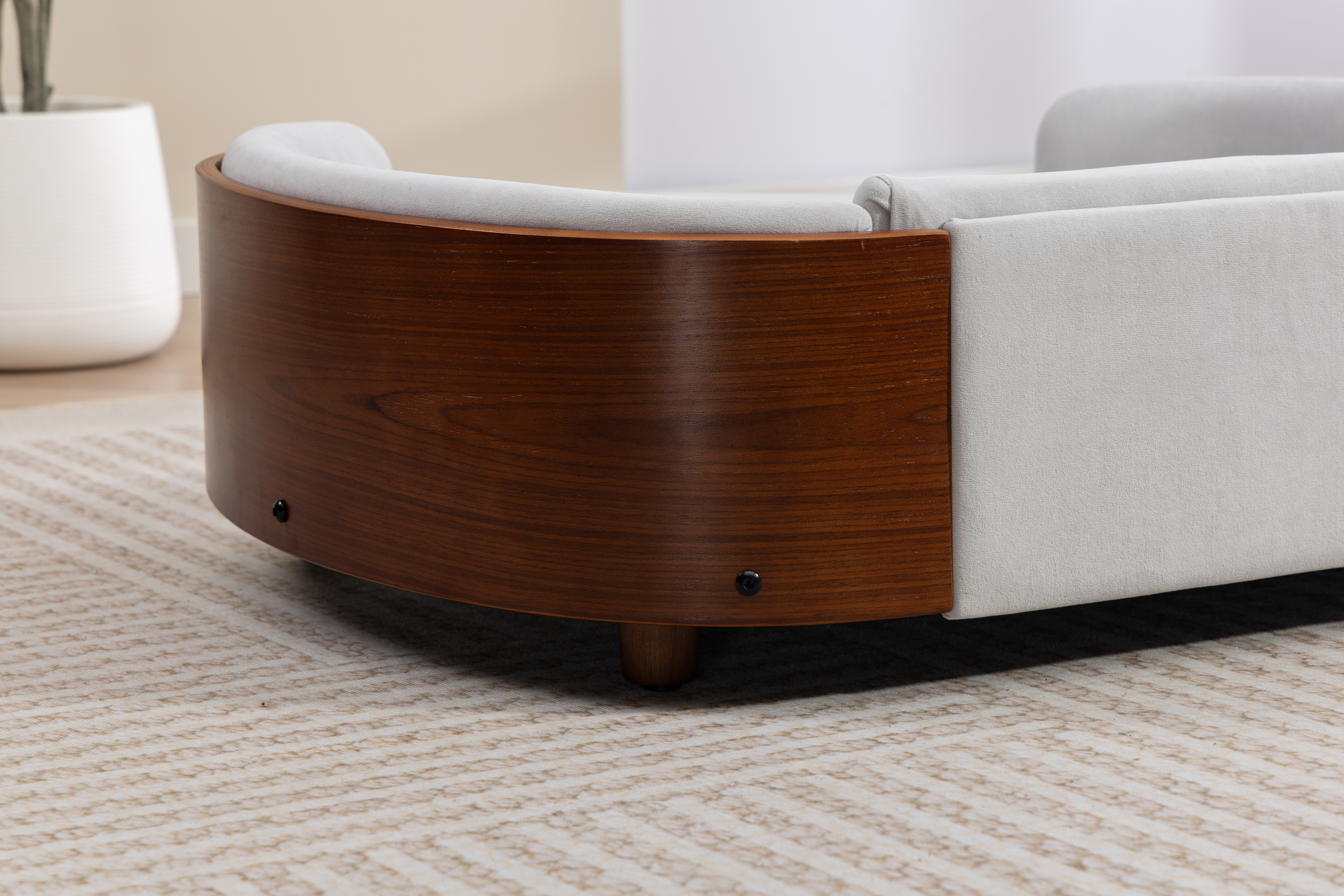 Scandinavian style Elevated Dog Bed Pet Sofa With Solid Wood legs and Walnut Bent Wood Back, Velvet Light Gray,Large Size image 17