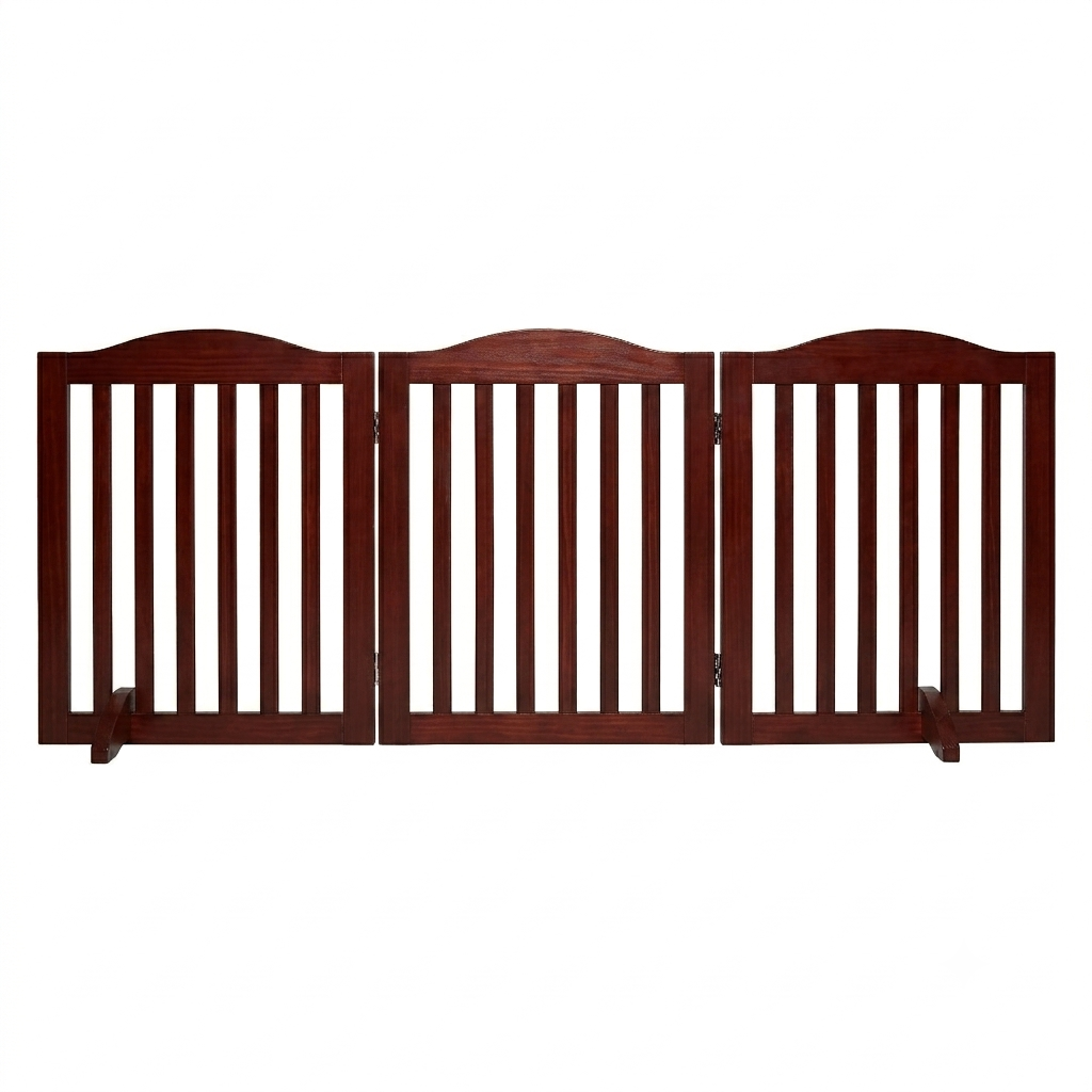 Wooden Freestanding Foldable Pet Gate for Dogs, 24 inch 3 Panels Step Over Fence, Dog Gate for The House, Doorway, image 8