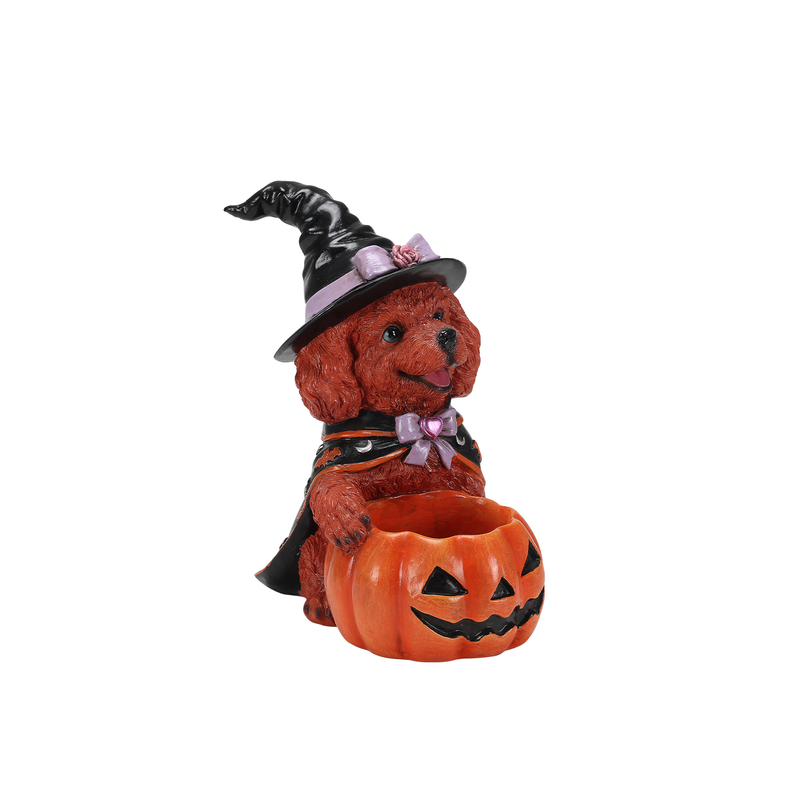 Halloween Puppy Witch Figurine With Pumpkin Bowl image 9