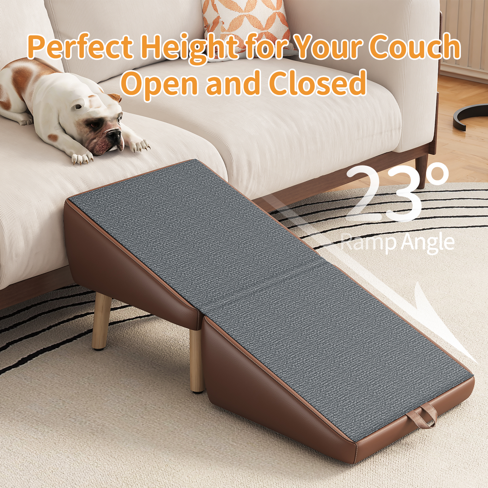 (UPGRADED) Dog Stairs for Small Dogs and Cats, Dog Ramp for Couch and Bed, Foldable 2-in-1 Wooden Pet Steps for Puppy, Split Ottoman Design (BROWN) image 11