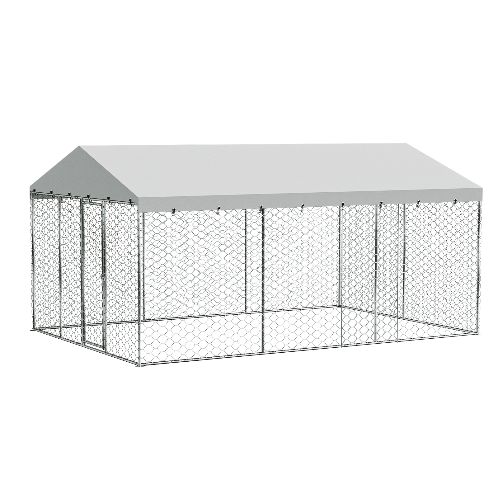 15x10 FT Large Outdoor Dog Kennel with Canopy, Heavy Duty Galvanized Steel Frame, Waterproof Cover, All-Weather Protection, Escape-Proof Lockable Pet Playpen for Large Dogs, Multiple Animals. image 2