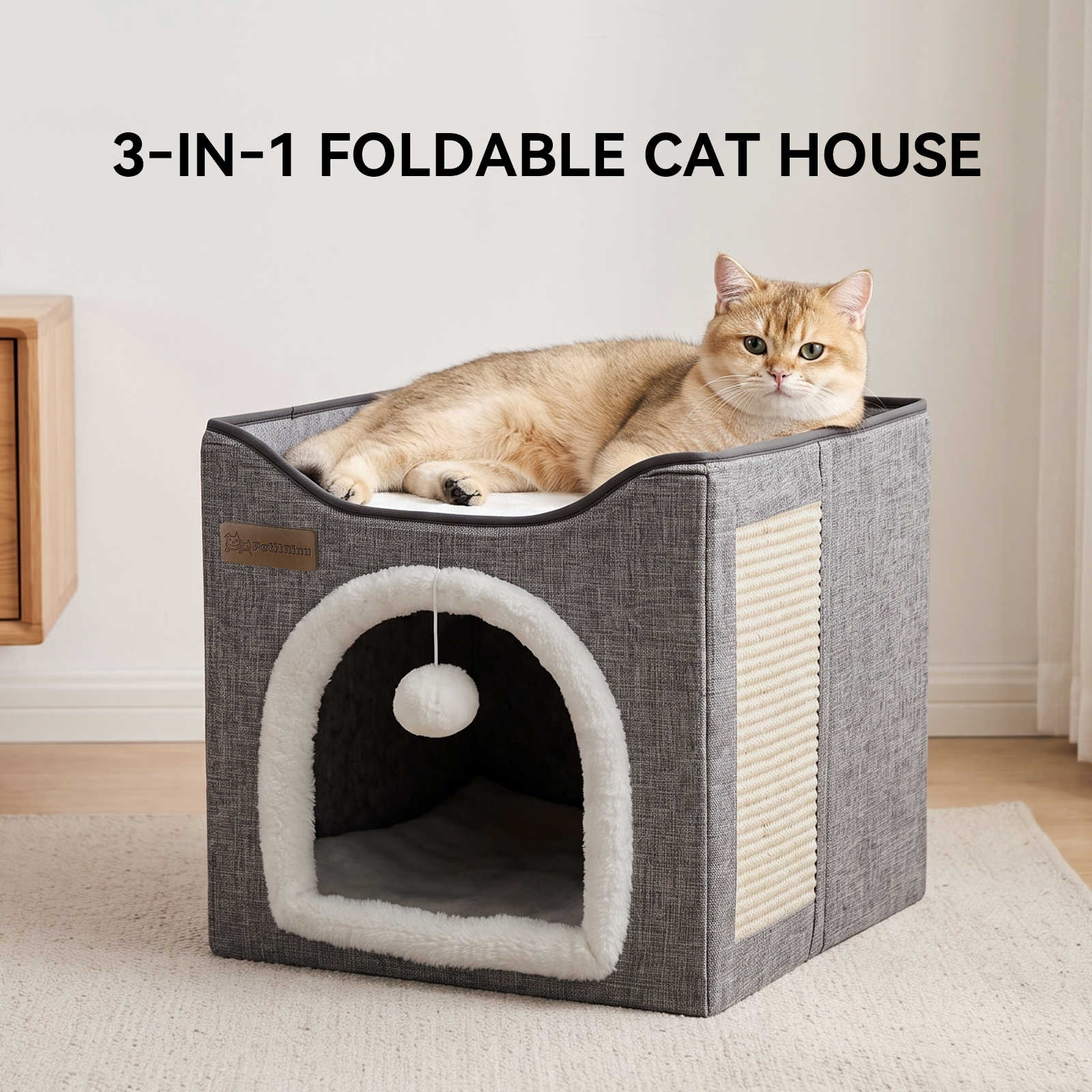 Arched Cat Bed In Green And Gray Color image 6