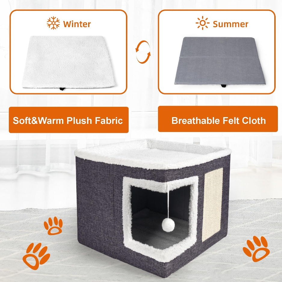 Foldable Cat Cave Bed with Scratch Pad image 5