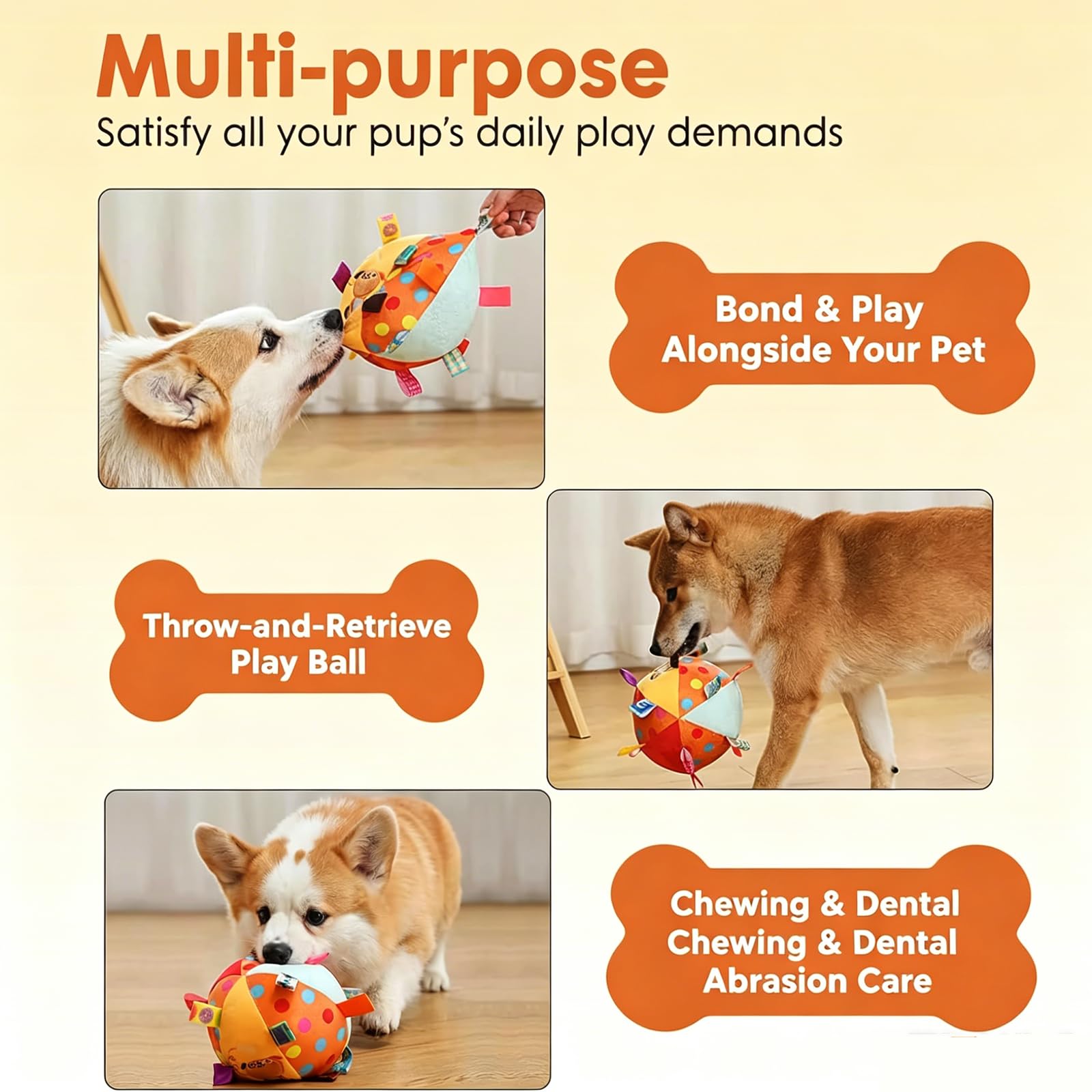 Colorful Squeaky Hanging Dog Training Toy, Squeaky Hanging Dog Toy, Dogs Ball With Ribbons And Bell, Pet Interactive Fetch Toys For Small Medium Dog Training Toy image 5