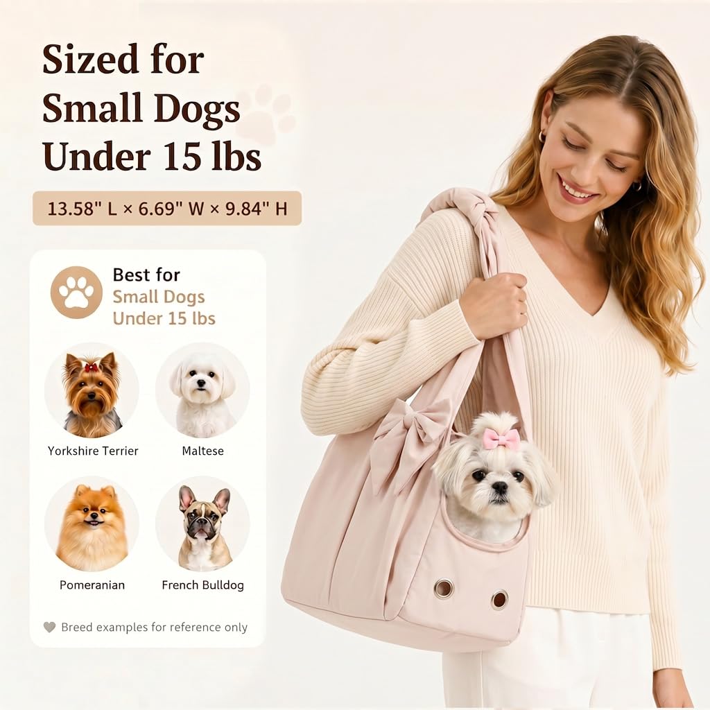 Fashion Dog Purse Carrier For Small Dogs And Cats, Soft-Sided Puppy Tote Bag Under 15 Lbs, Lightweight Pet Carrier With 4 Pockets, Smart Zipper Lock, Pet Travel Bag For Travel Outdoor image 2