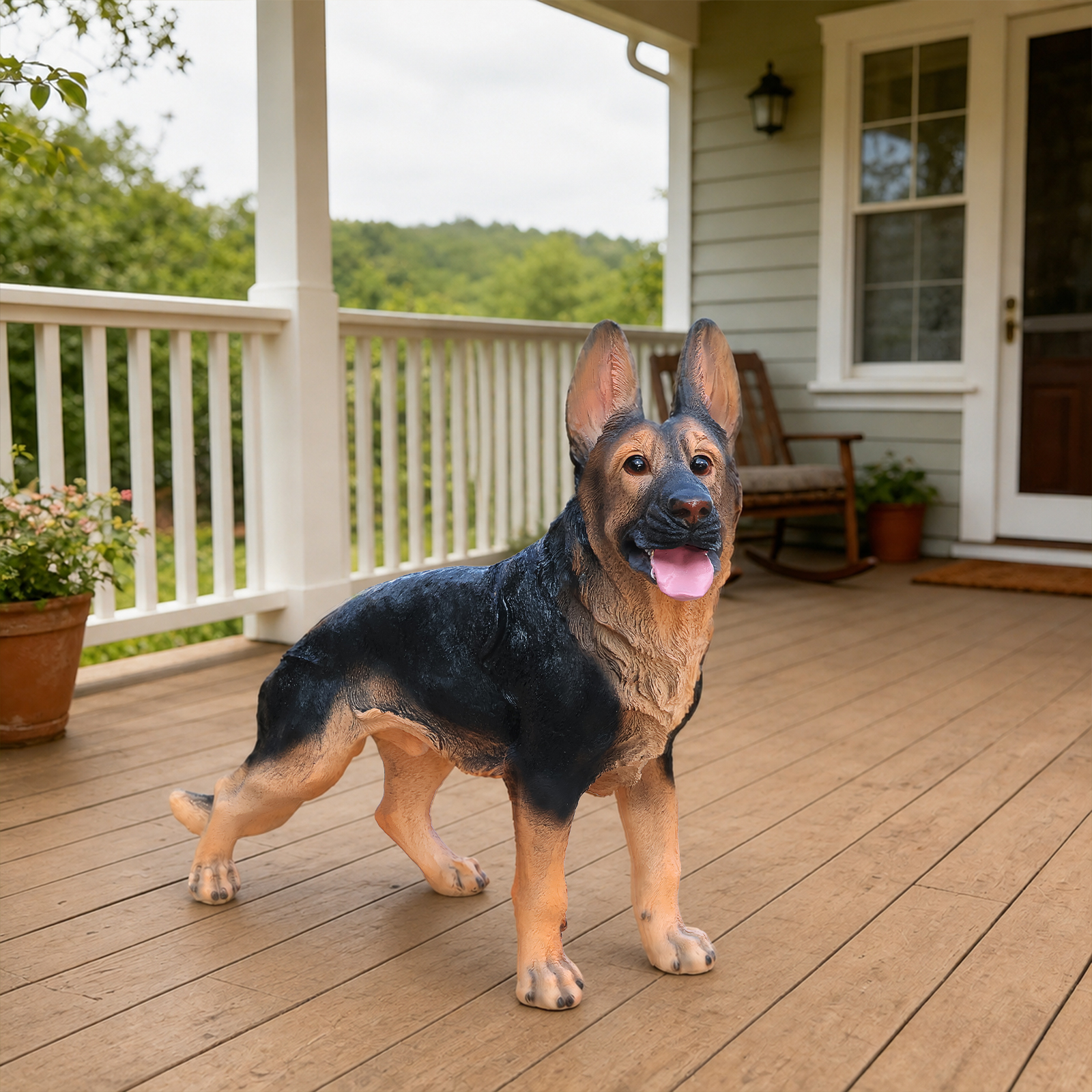 Outdoor German shepherd Dog Statue Greeter Garden Decor – Cute Puppy Sculpture for Yard Porch New Year Gift image 6