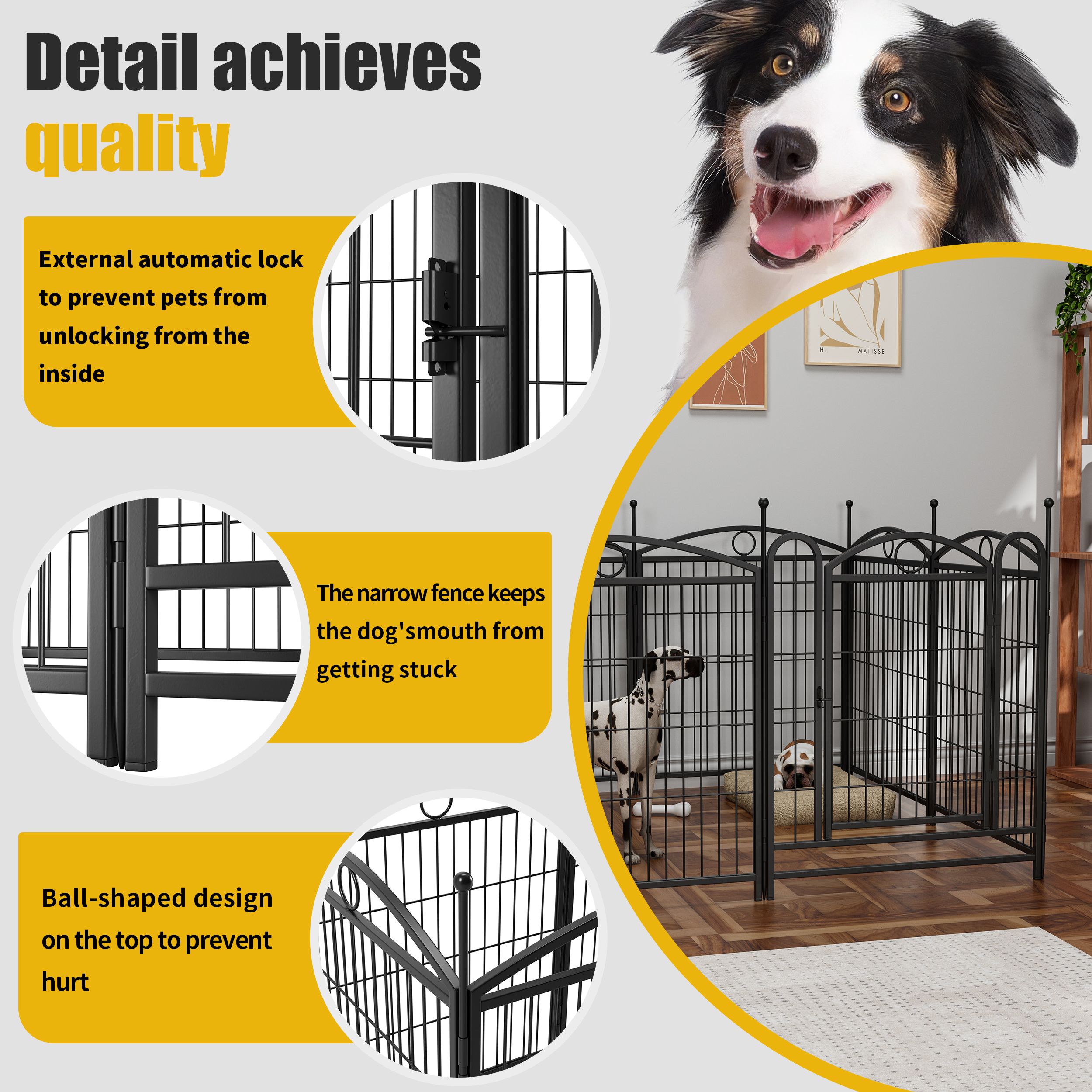 Dog Playpen Indoor 32 inch 8 Panels Metal Dog Pen Pet Dog Fence Outdoor Exercise Pen with Doors, Heavy Duty Dog Fence Puppy Pen for Large Medium Small Dogs Indoor Outdoor Foldable Pet Exercise Pen image 27
