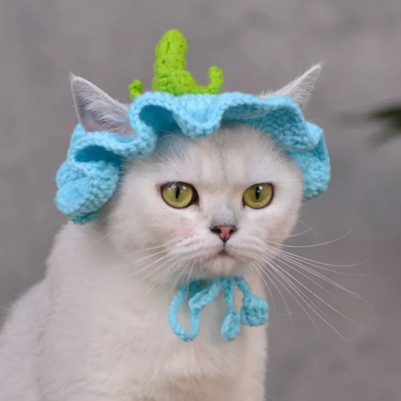 Hand-crocheted Cat Pumpkin Pet Hat image 2