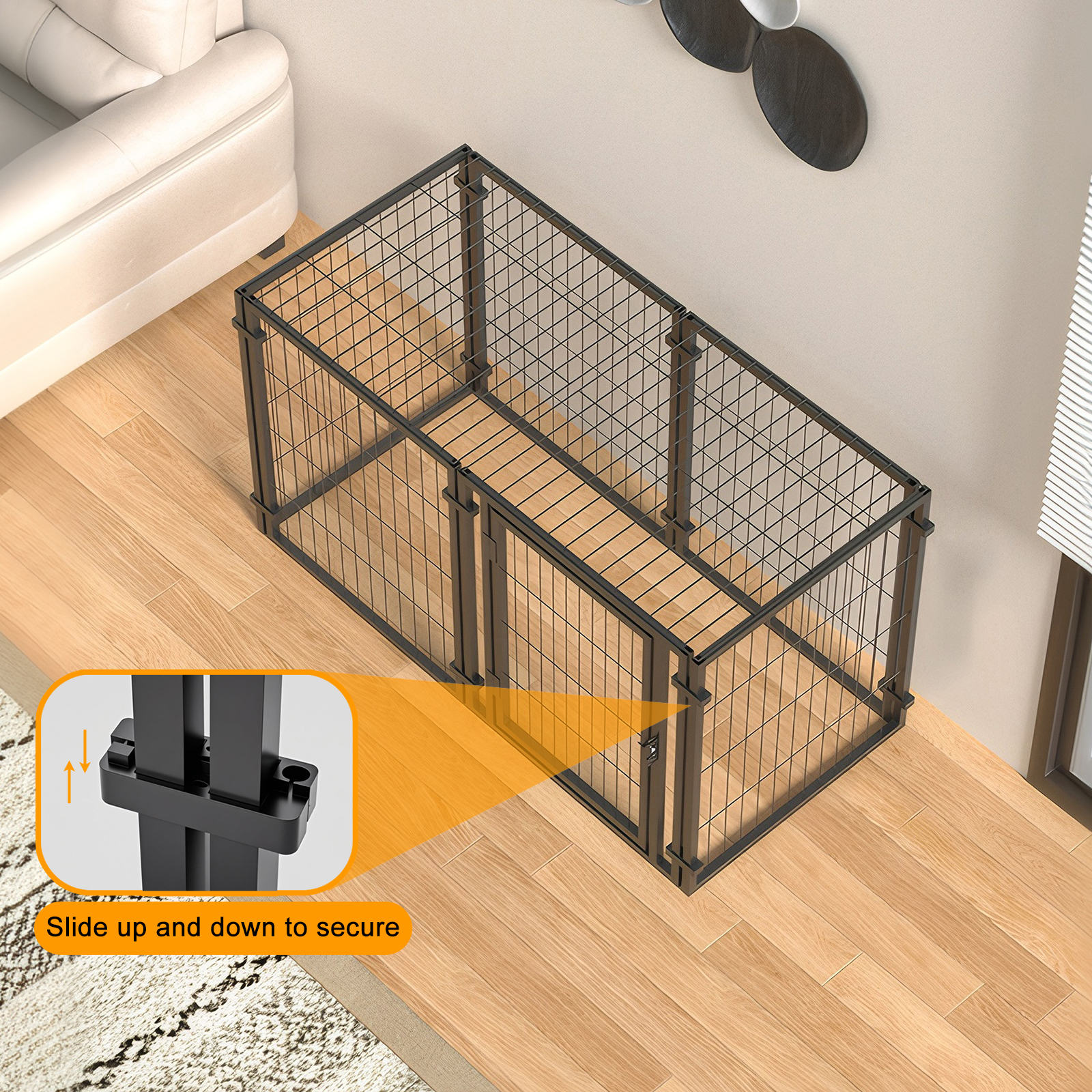47.2" Dog Crate for Small Medium Large Dogs, Puppy Dog Playpen for Yard Indoor Outdoor Use, Pet Dog Cage Kennel (47.2"L x 23.6"W x 23.6"H) image 10