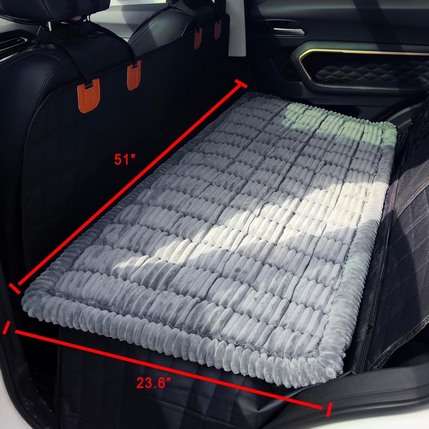 Dog Bed For Car Back Seat Non-Slip, Backseat Dog Bed Mat For Backseat Extenders, Pet Car Blanket Seat Cover For SUVs Trucks Sedans, Soft Machine Washable Travel Dog Bed image 6