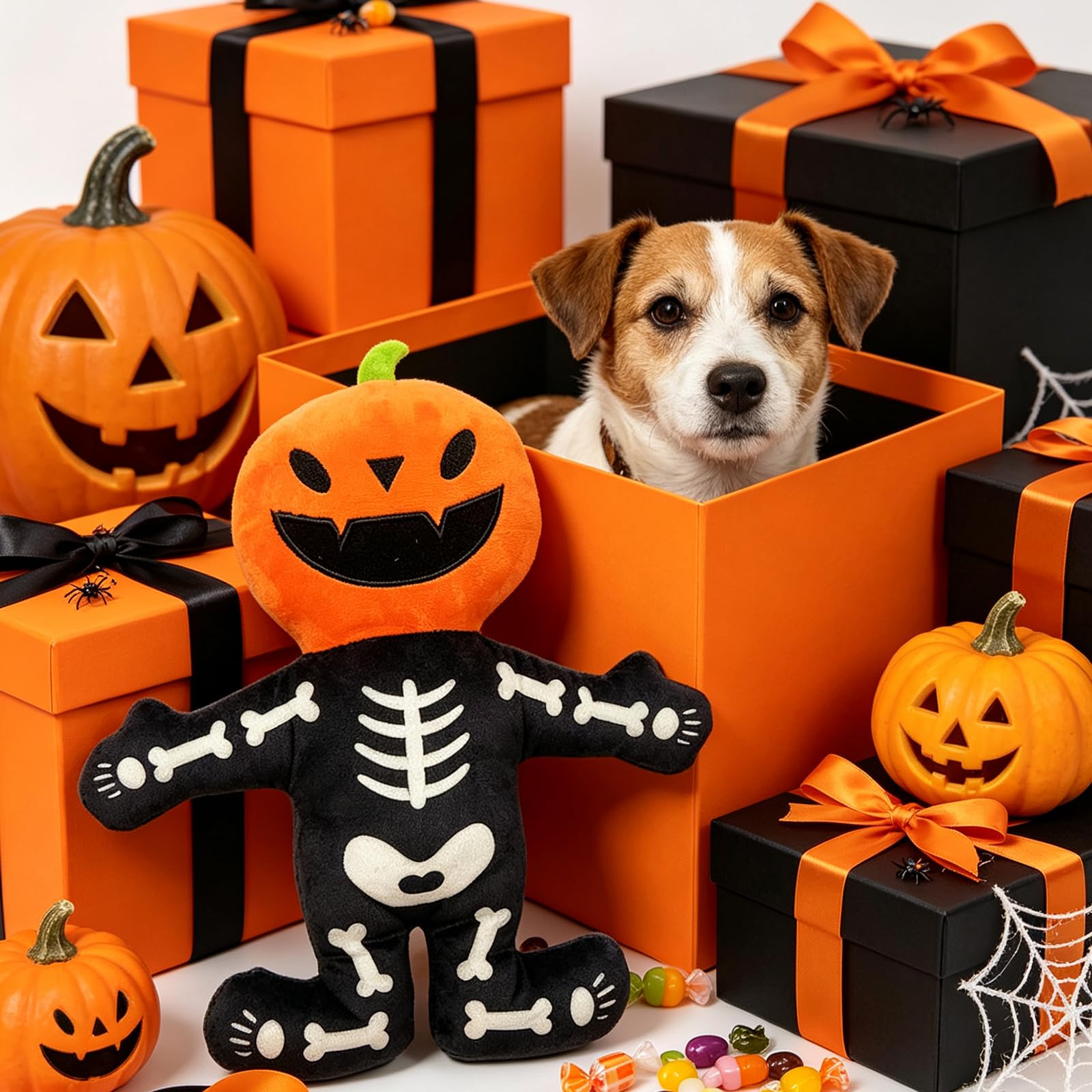 Pumpkin Skeleton Plush Dog Toy image 2