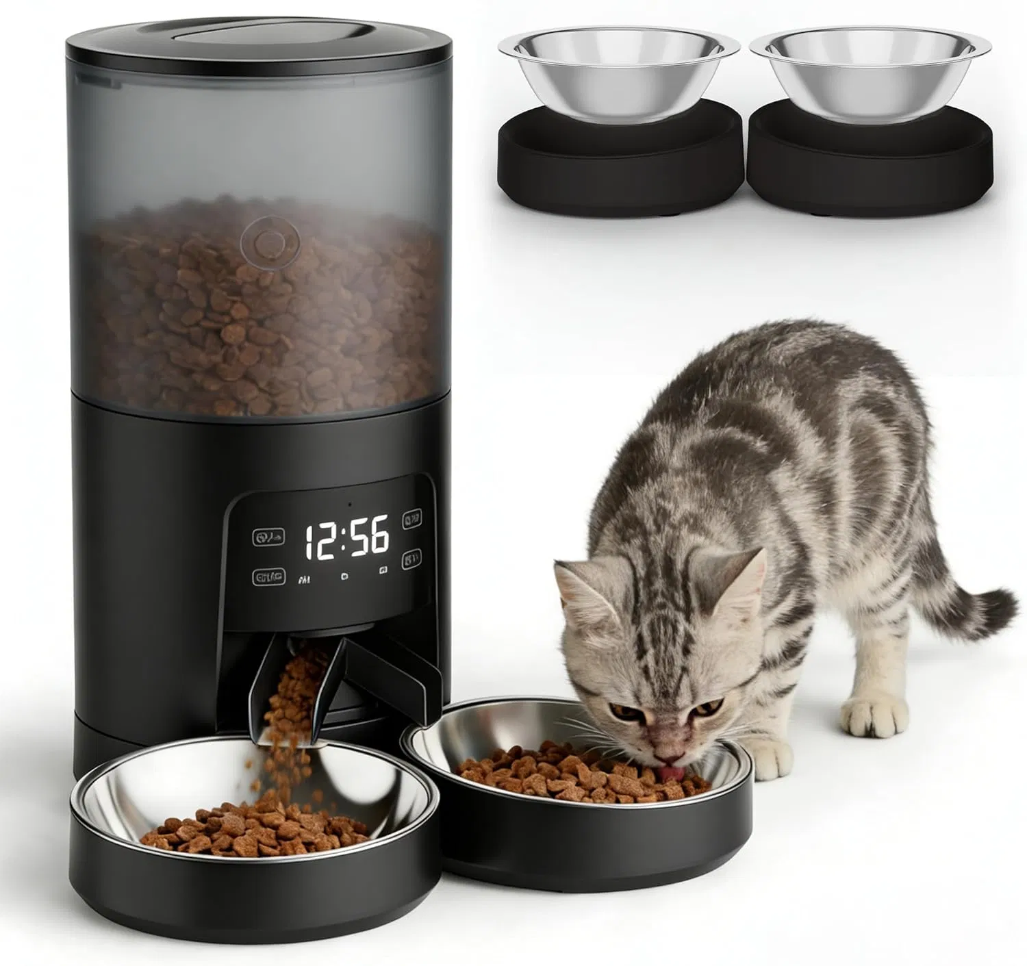 Automatic Dual Cat Feeder with Stainless Bowls image 5