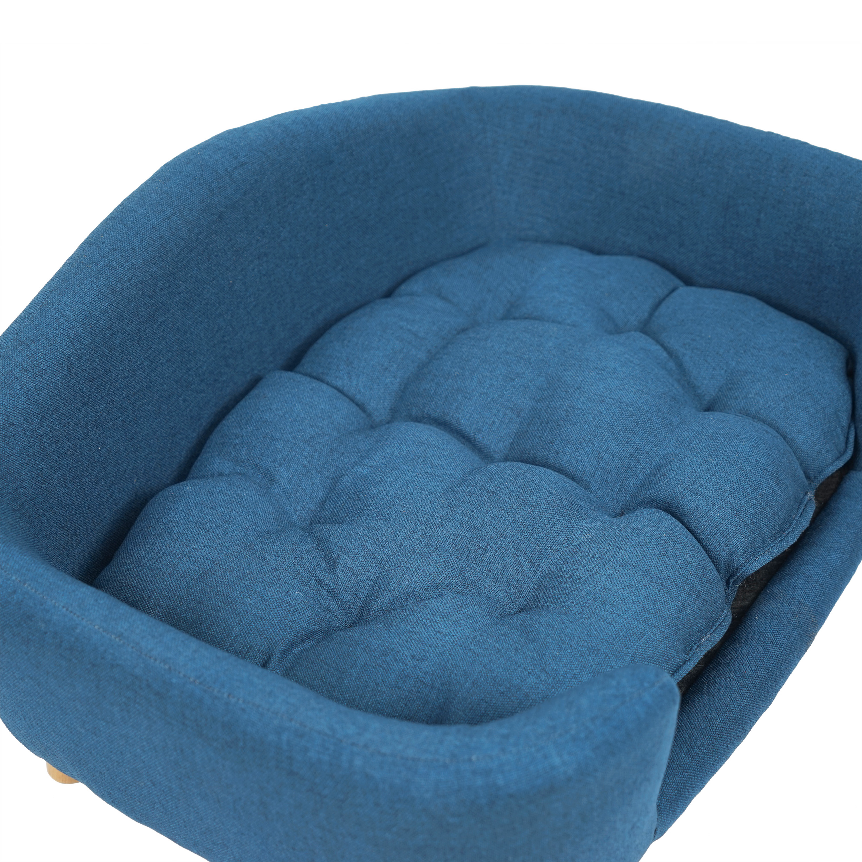Elevated Dog Bed Frame for Small Dog, Fabric Pet Couch Bed with Rubber Wood Legs and Supportive Foam, Navy Blue, Easy Assembly image 8