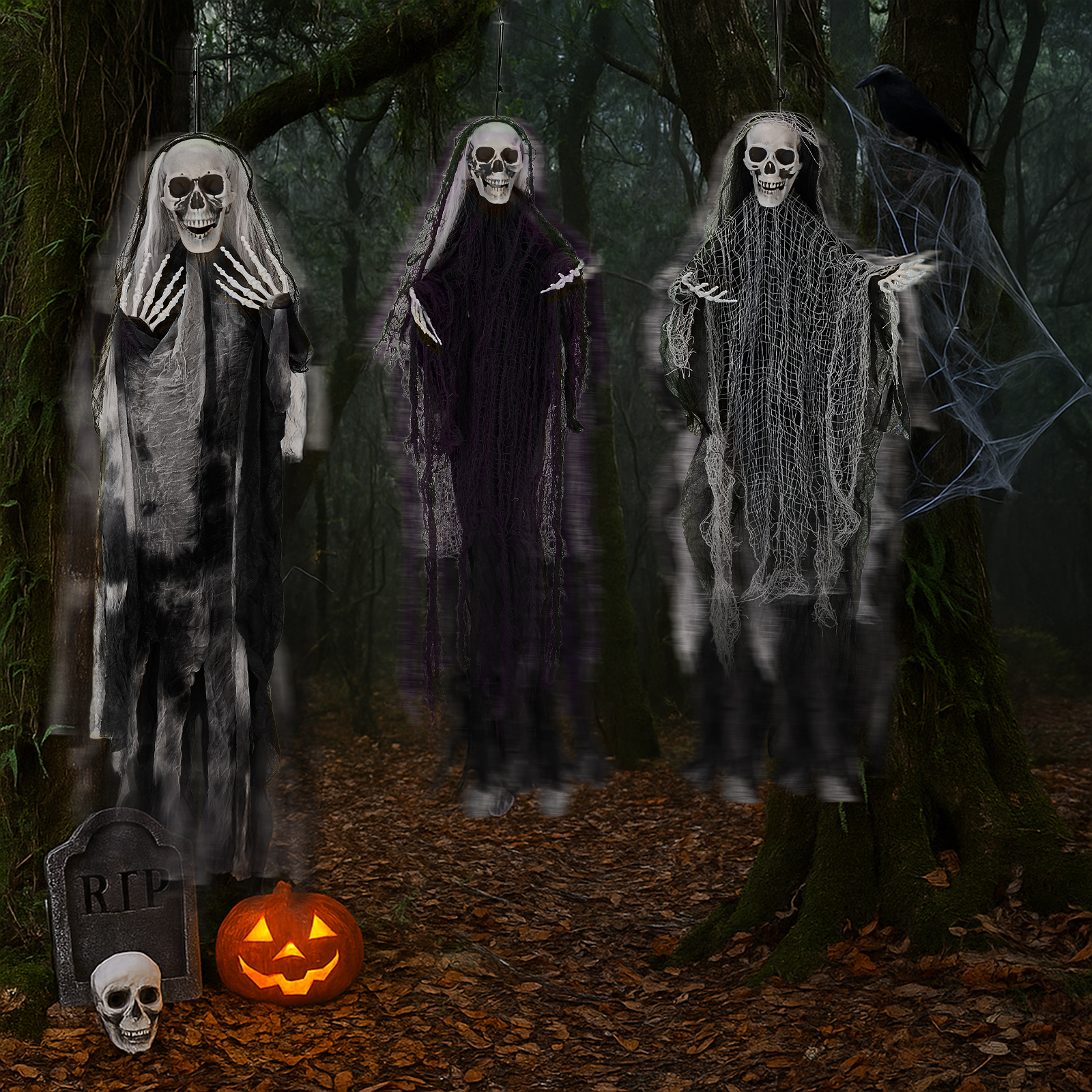Hanging Halloween Skeleton Ghost 3-Pack image 10