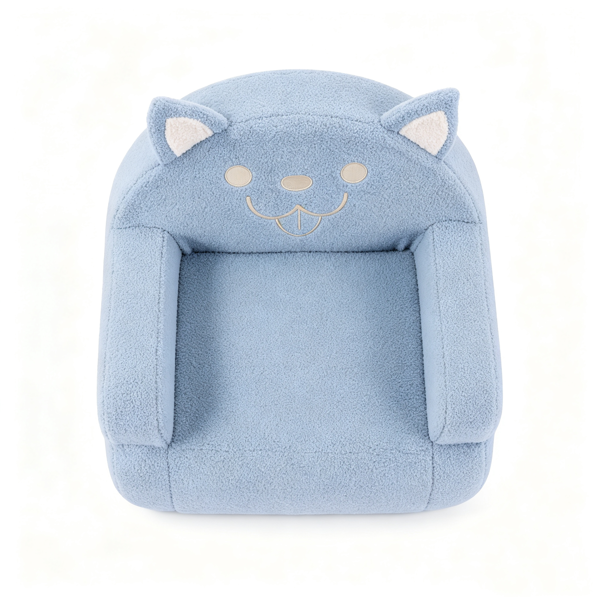 Teddy Velvet Blue Dog Kids Reading Sofa image 9
