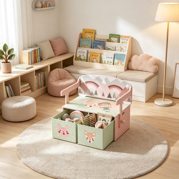 3-in-1 Convertible Toy Box with Drawers image 3
