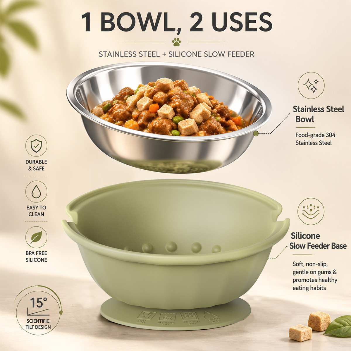 Stainless Steel Slow Feeder Dog Bowl image 12