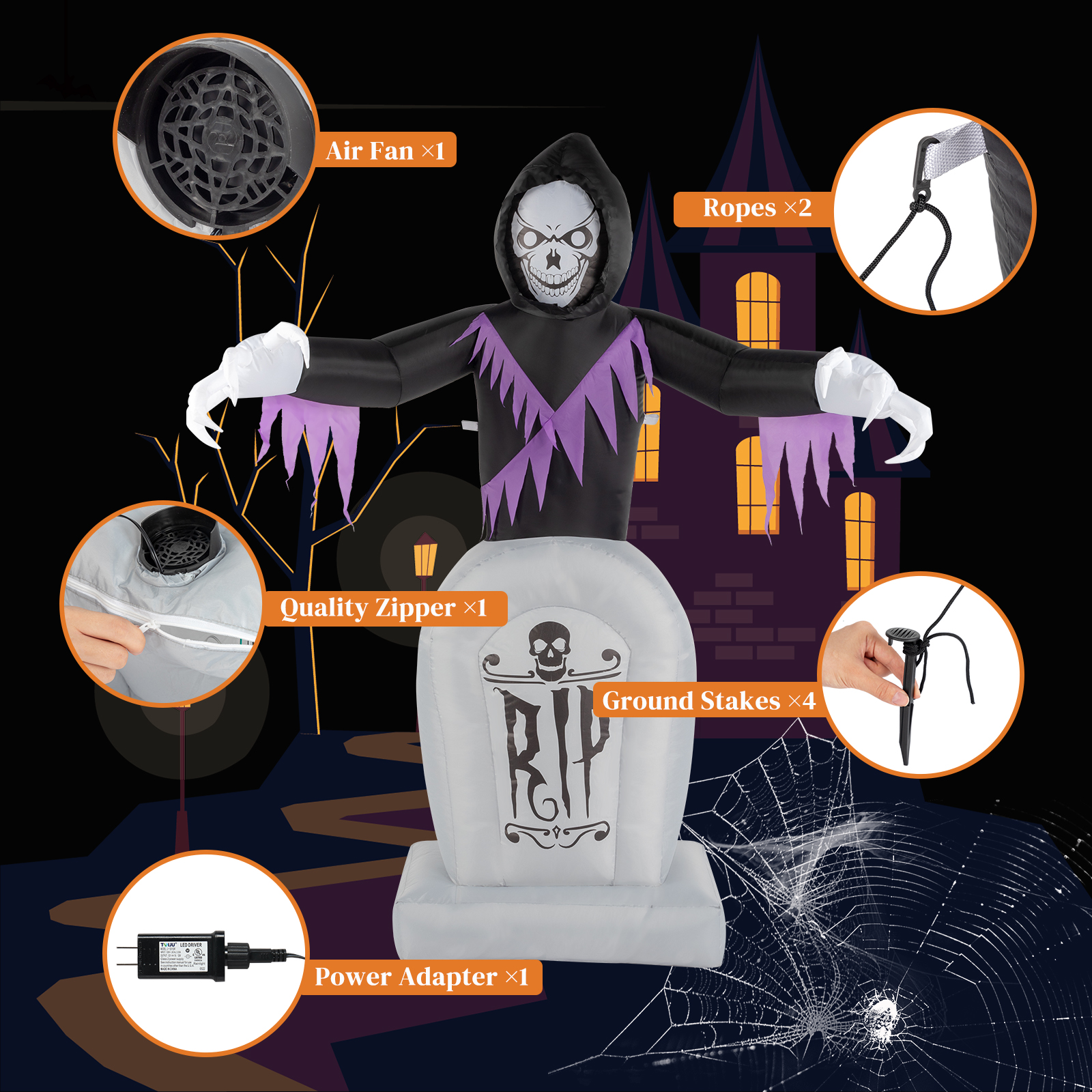 Grim Reaper and Grave LED Inflatable