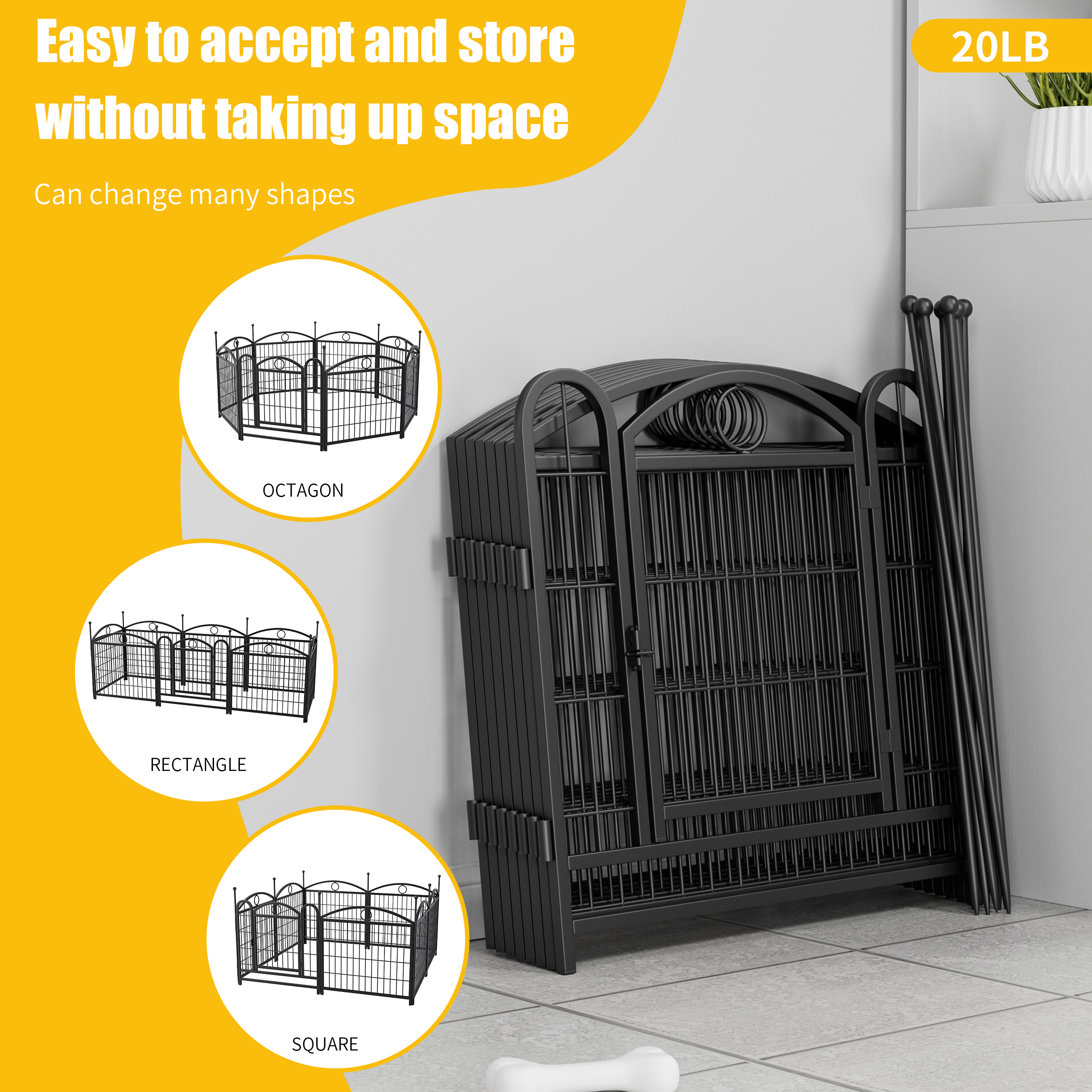 Dog Playpen Indoor 24 inch 8 Panels Metal Dog Pen Pet Dog Fence Outdoor Exercise Pen with Doors, Heavy Duty Dog Fence Puppy Pen for Large Medium Small Dogs Indoor Outdoor Foldable Pet Exercise Pen image 4