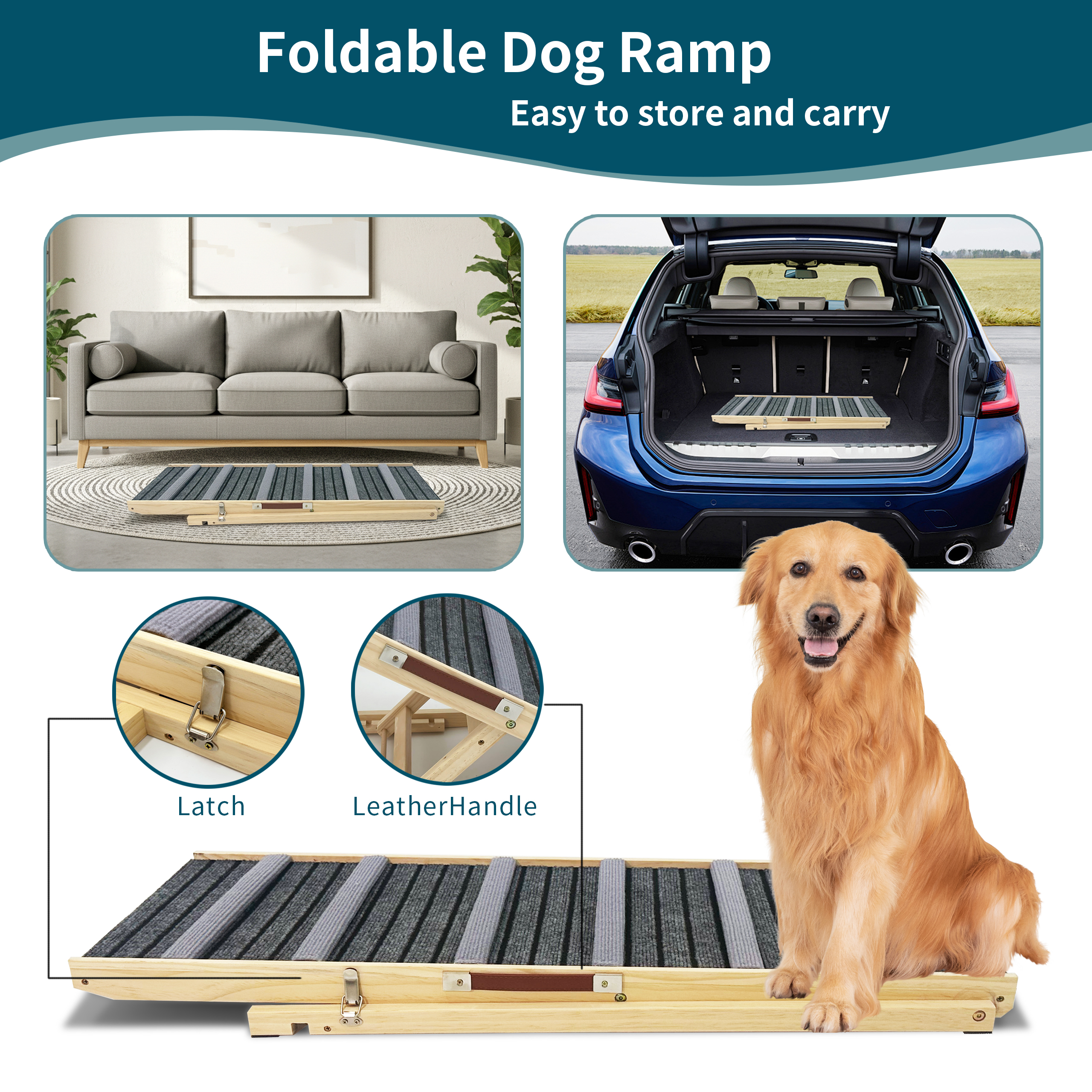 2026 Upgraded Dog Ramp for Couch, Small Dog Ramp for Sofa, 6 Adjustable Height from 14'' to 25", Portable Stable Pet Steps with Non-Slip Pad, Pet Ramps Use for Sofa Couch Stairs image 7