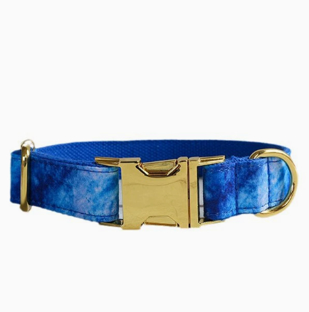 Blue Agate Dog Collar Pet Supplies Export Leash Set Gold Buckle image 2
