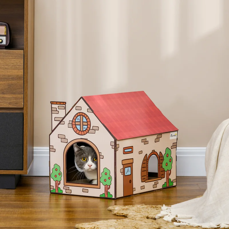Burgundy Cardboard Cat House Scratcher image 3