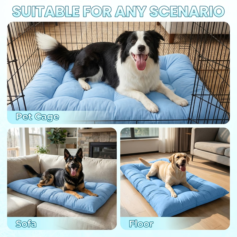Extra-Large Summer Cooling Mat Dog Sofa Bed,Ultra-Soft, 8 Compartments, Extra-Large Plush Dog Sofa Bed,Super Soft, Thick Polyester Pet Mat With A Non-Slip Bottom image 3