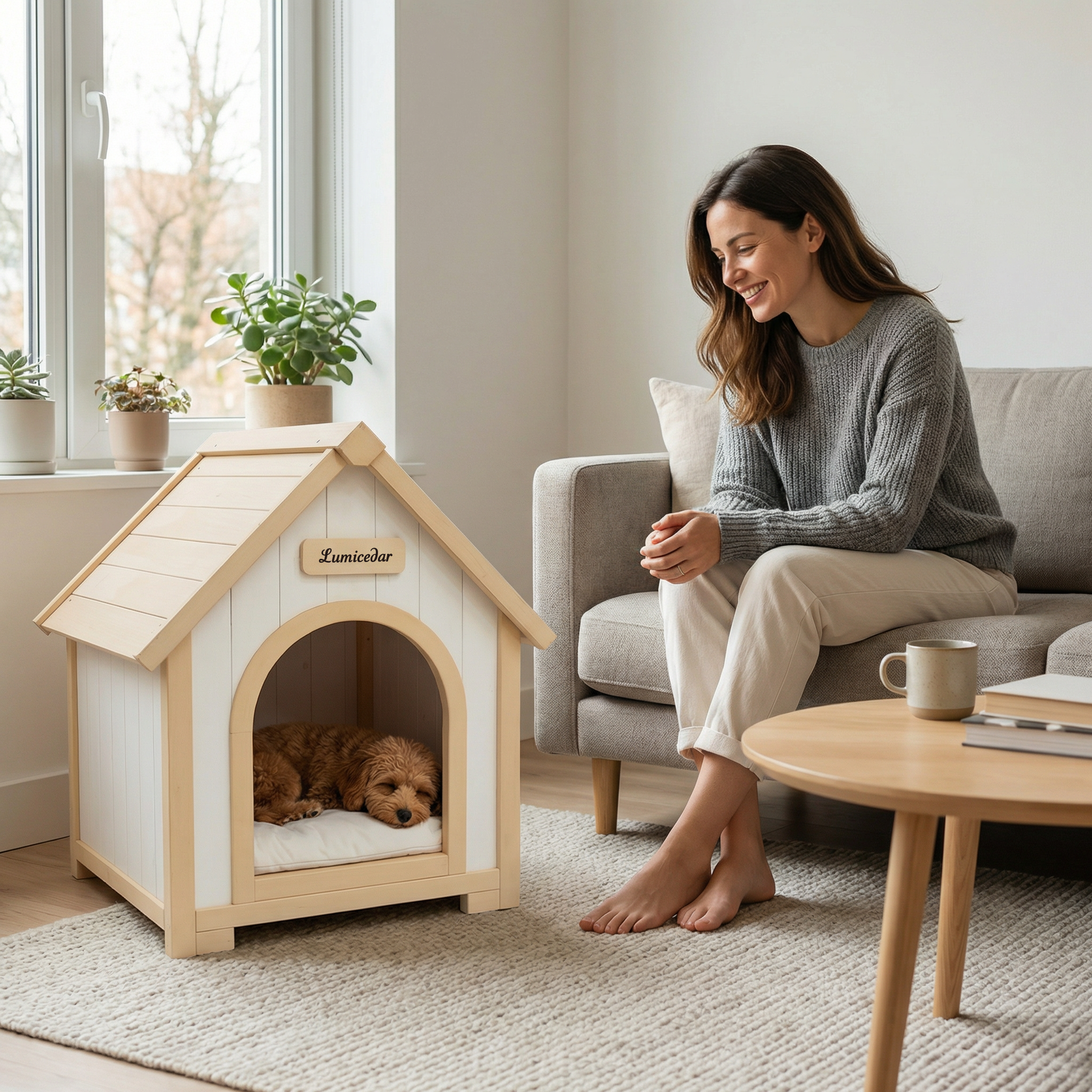 Modern Indoor Wooden Dog House with EVA Cushion – Solid Cedar Pet House for Small Dogs & Cats image 25