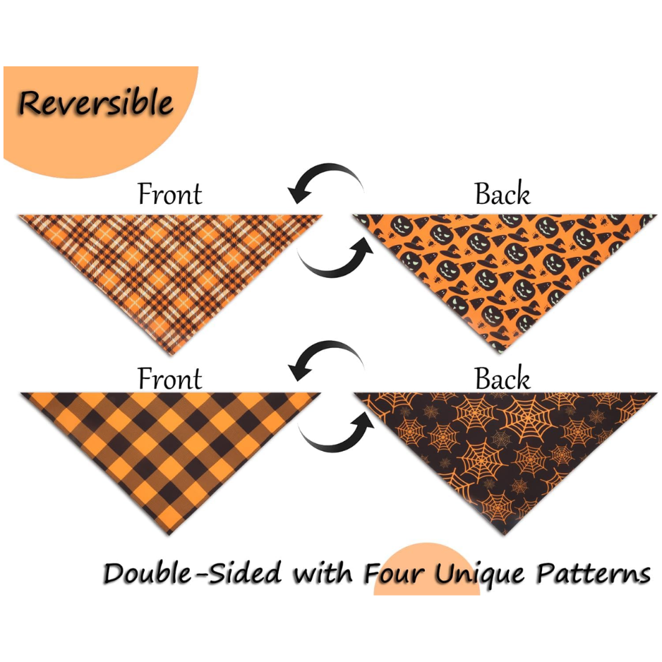 Dog Bandanas 2PCS Halloween Pumpkin Spider Web Large Dogs image 7