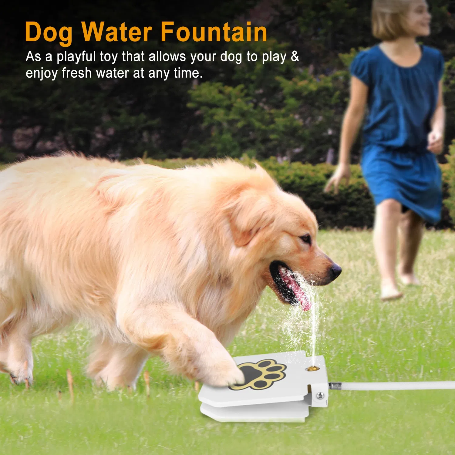 Step Activated Dog Water Dispenser, Outdoor Pet Drinking Fountain with 2-Way Water Splitter, Iron Build for Backyard Garden Use image 5