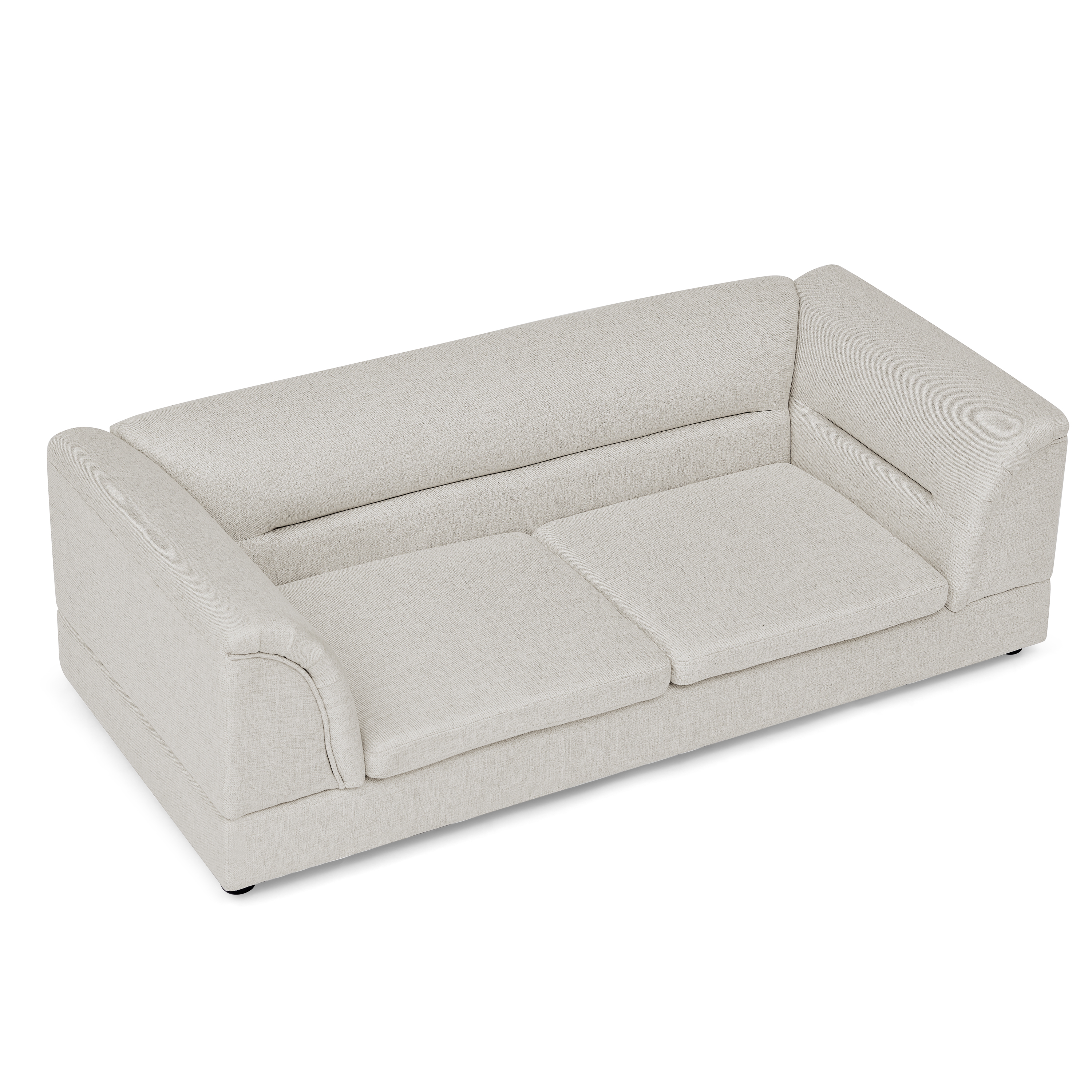 Oversized Pet Sofa, Curved Armrest Rectangular Dog Sofa, Linen Fabric Comfort Pet Couch for Large & Oversized Dogs-Beige image 11