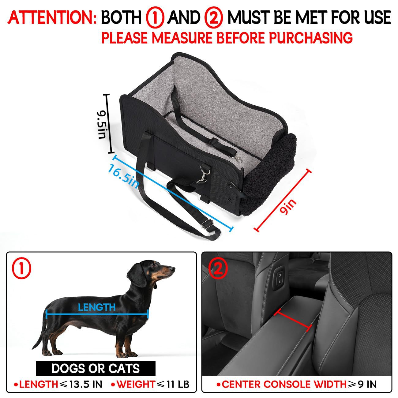 Center Console Dog Car Seat,Dog Car Seats For Small Dogs With Soft Mattress,Pet Puppy Cars Seat image 9