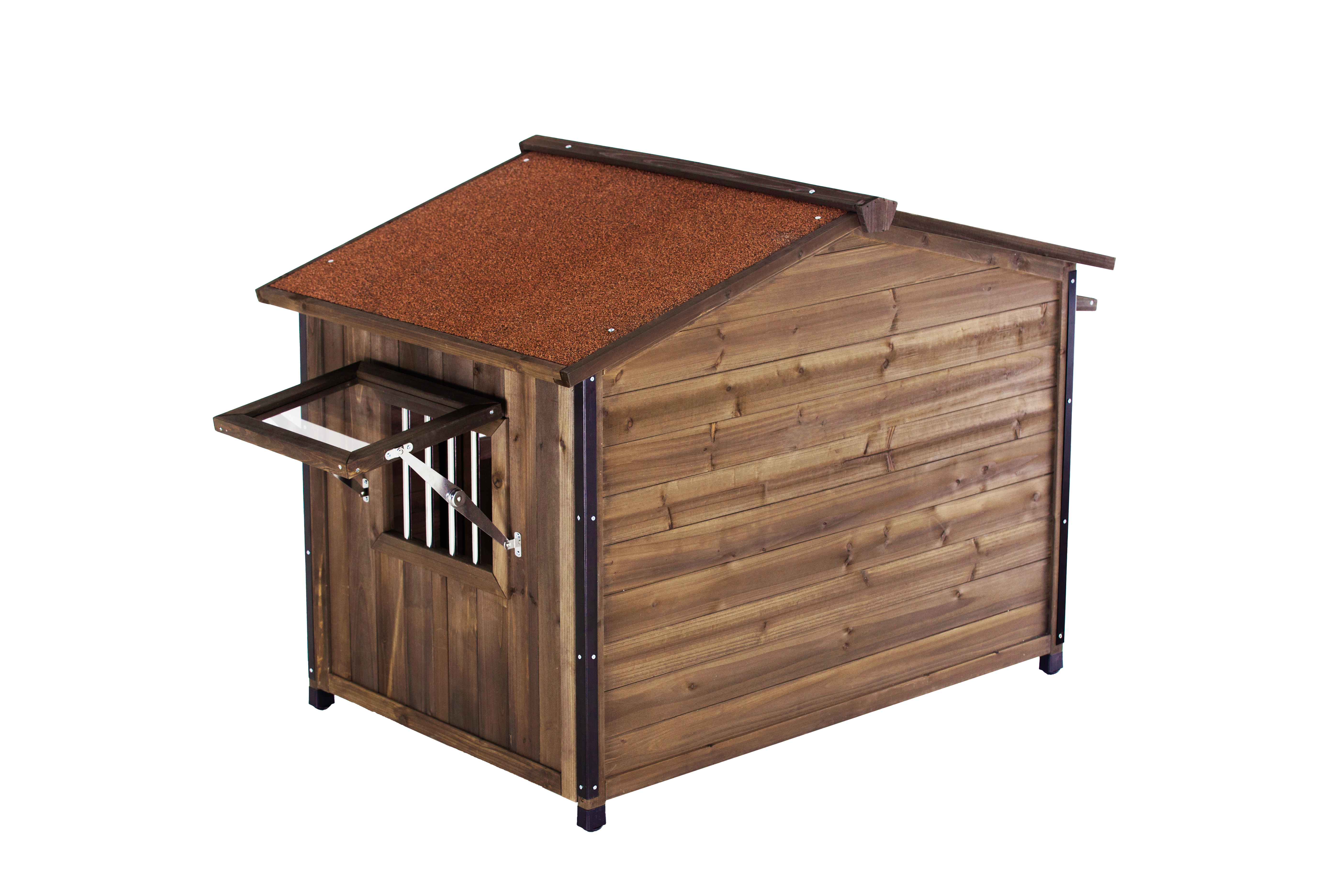 Unique All-Around Iron Frame,Outdoor Large Wooden Cabin House Style Wooden Dog Kennel image 5