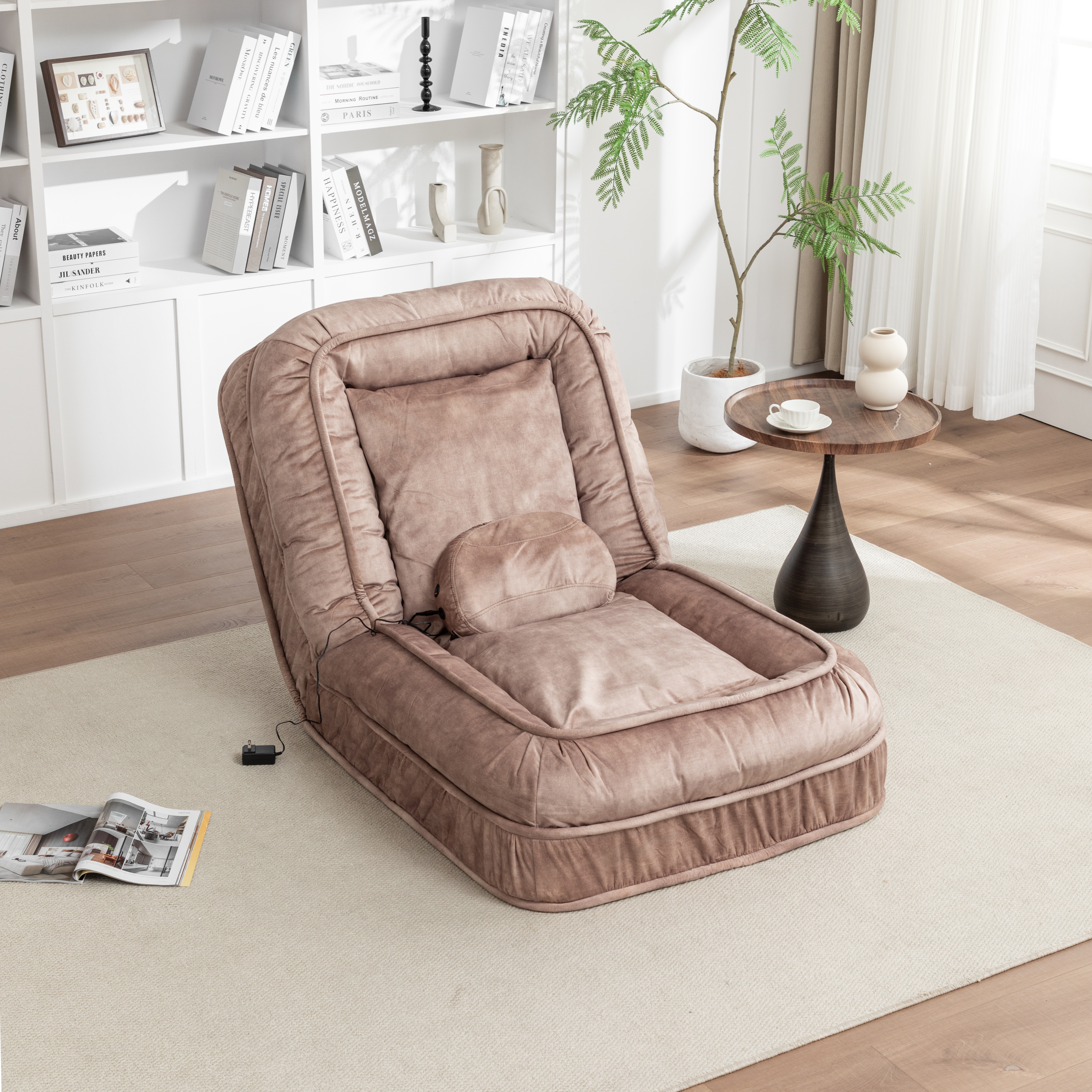 Upholstered Human Dog Bed for Adult & Pets,with 5 Adjustable Position &Massage Pillow, Bean Bag floor sofa with 2 Soft Pillows image 12