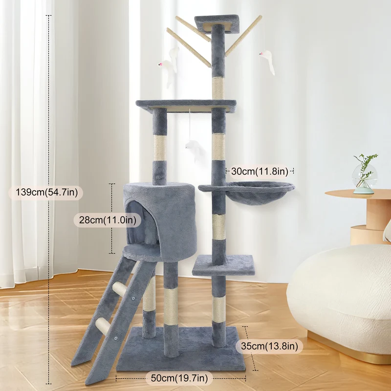 Multilevel Cat Tree Tower with Condos and Ladder image 2
