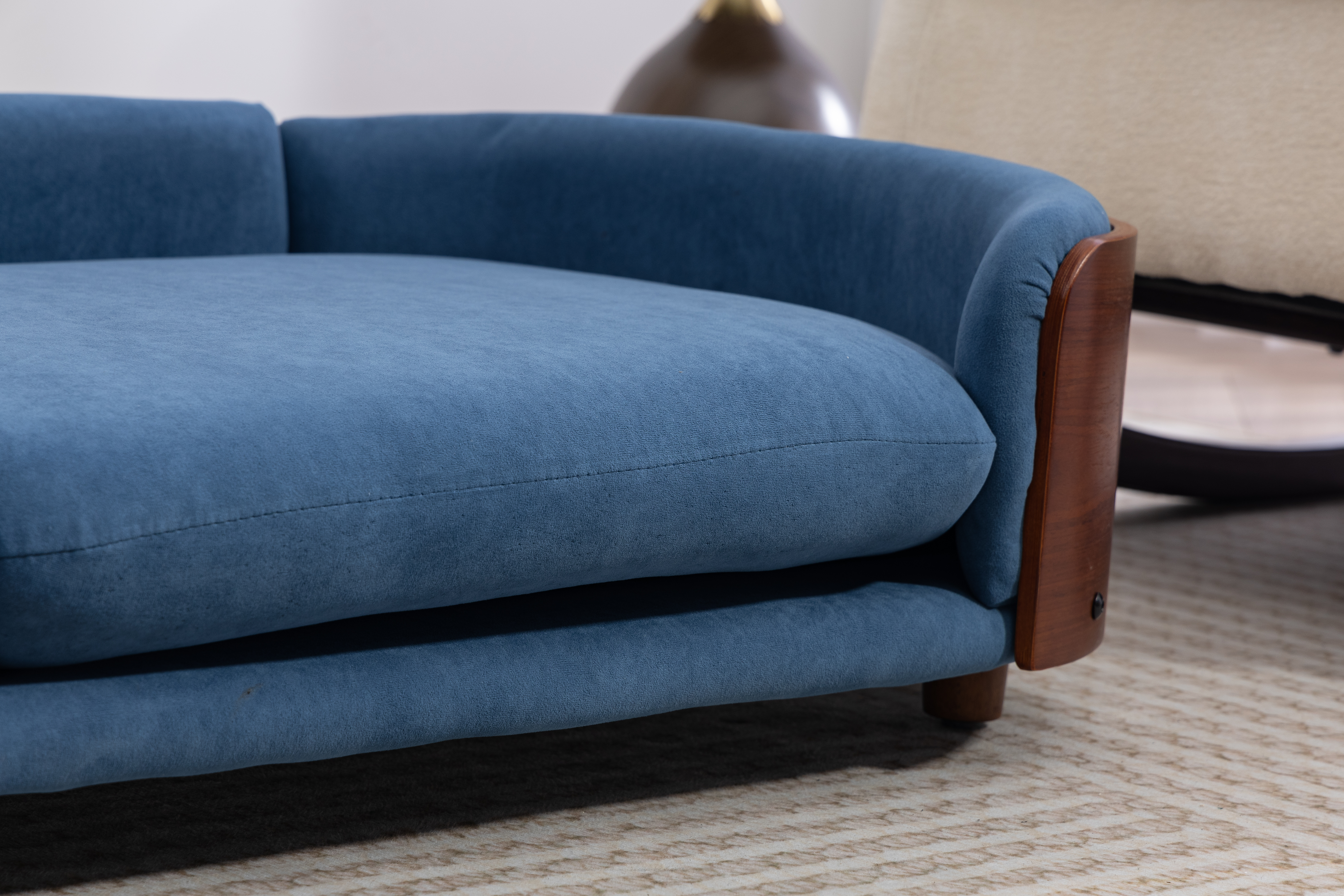 Scandinavian style Elevated Dog Bed Pet Sofa With Solid Wood legs and Walnut Bent Wood Back, Velvet Cushion,Large Size image 20
