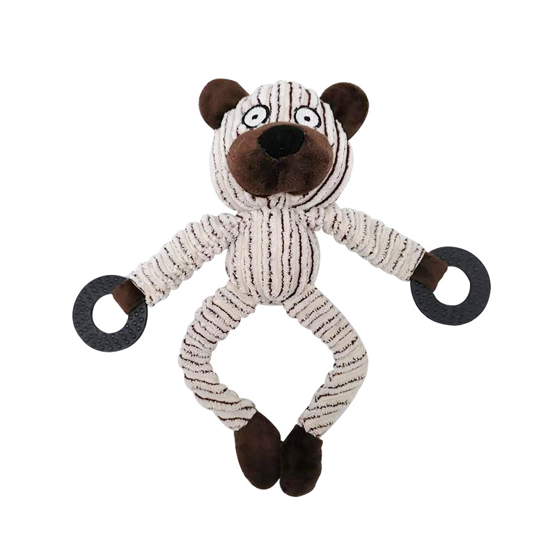 Squeaky Plush Monkey Dog Toy with Teething Rings image 10
