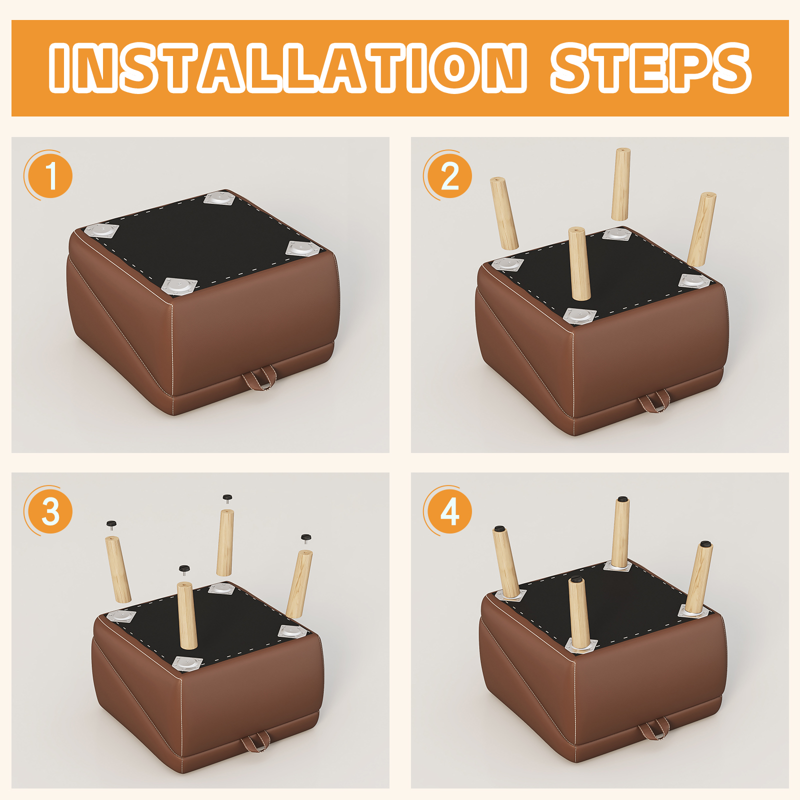 (UPGRADED) Dog Stairs for Small Dogs and Cats, Dog Ramp for Couch and Bed, Foldable 2-in-1 Wooden Pet Steps for Puppy, Split Ottoman Design (BROWN) image 25