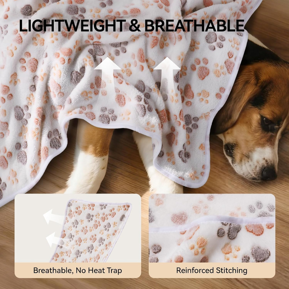3 Pack Soft Fleece Dog Blankets, Warm & Fluffy Pet Throws
