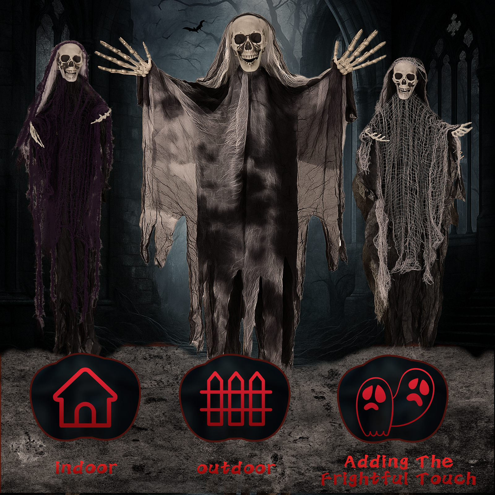 Hanging Halloween Skeleton Ghost 3-Pack image 3