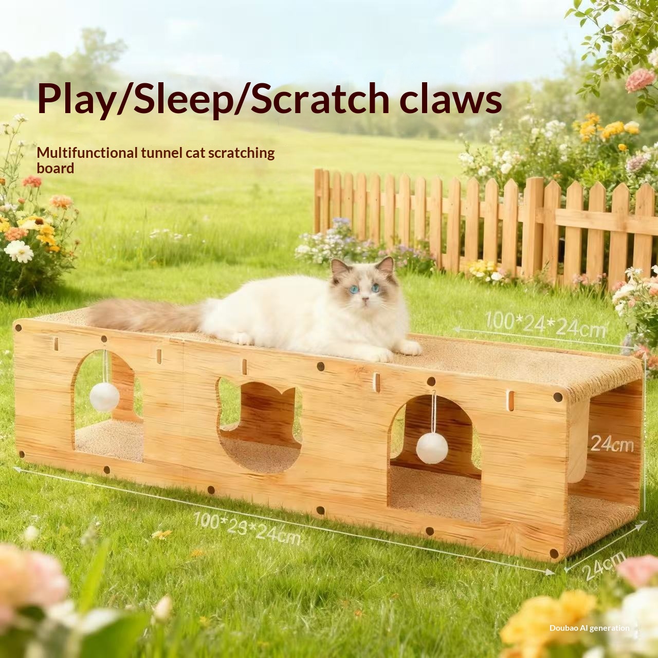Pet Cat Bed, Upright Cat Scratching Board, Cat Tunnel, Cat Toy, Self