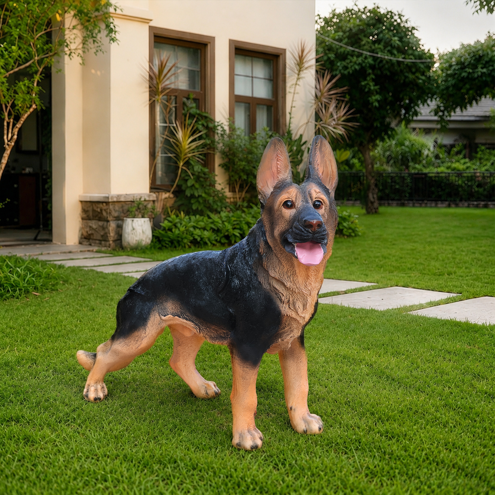 Outdoor German shepherd Dog Statue Greeter Garden Decor – Cute Puppy Sculpture for Yard Porch New Year Gift image 11