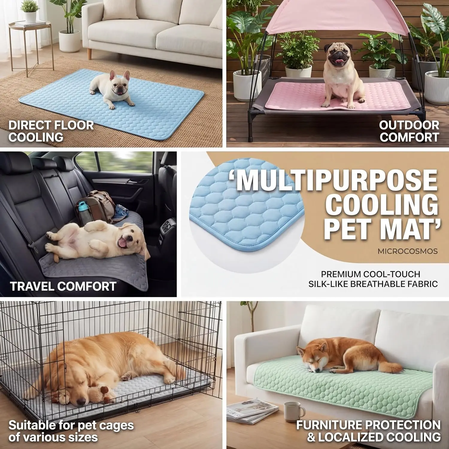 Summer Cooling Mat & Sleeping Pad- Water Absorption Top, Materials Safe, Easy Carry, EZ Clean. Keep Cooling for Pets, Kids and A image 6