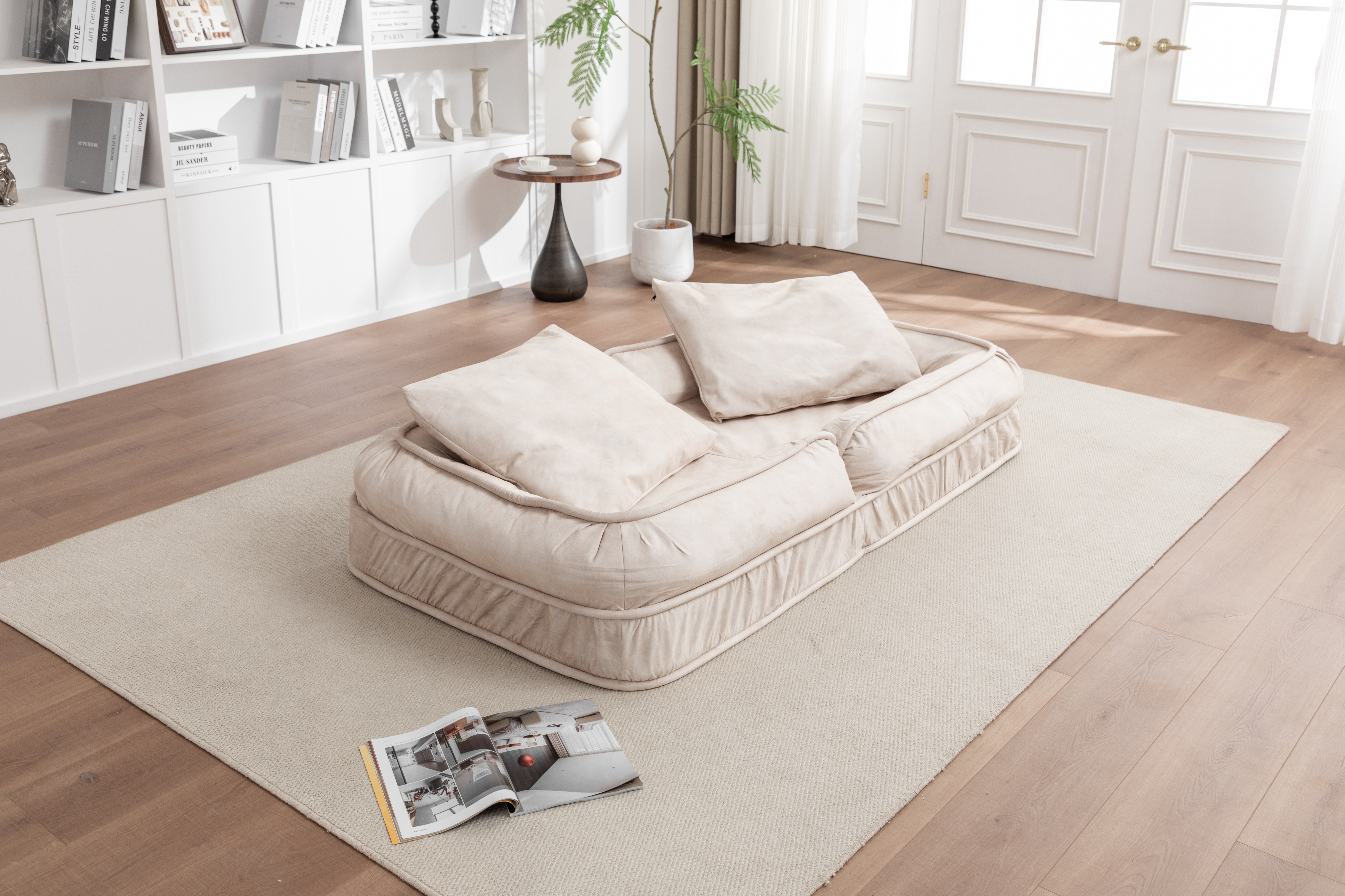 Upholstered Human Dog Bed for Adult & Pets,with 5 Adjustable Position &Massage Pillow, Bean Bag floor sofa with 2 Soft Pillows
