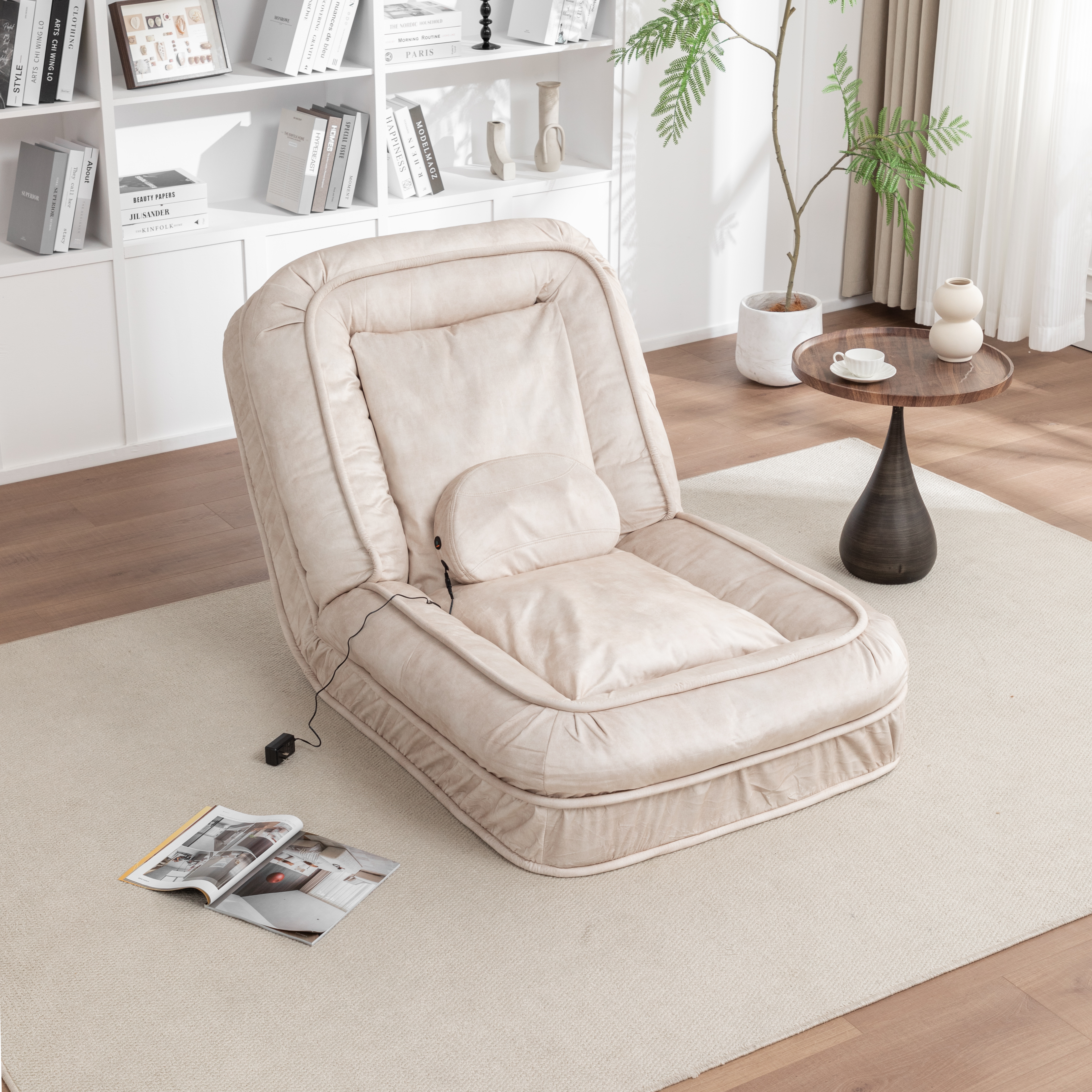 Upholstered Human Dog Bed for Adult & Pets,with 5 Adjustable Position &Massage Pillow, Bean Bag floor sofa with 2 Soft Pillows image 21