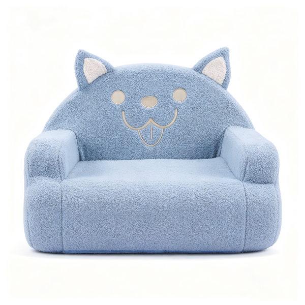 Teddy Velvet Blue Dog Kids Reading Sofa image 5