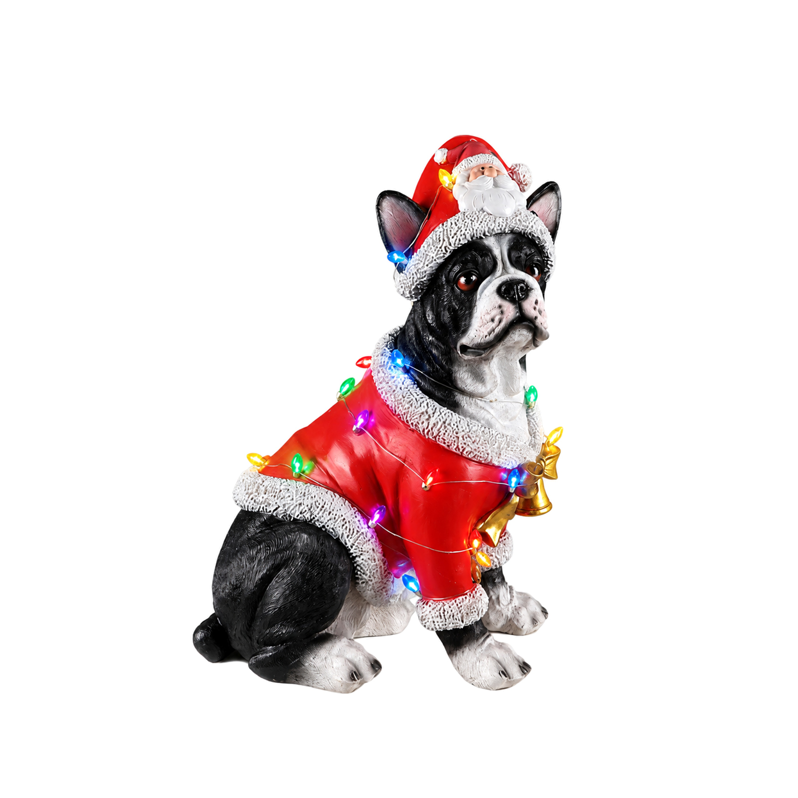 Christmas French Bulldog Statue, Holiday Dog Figurine in Santa Outfit image 3